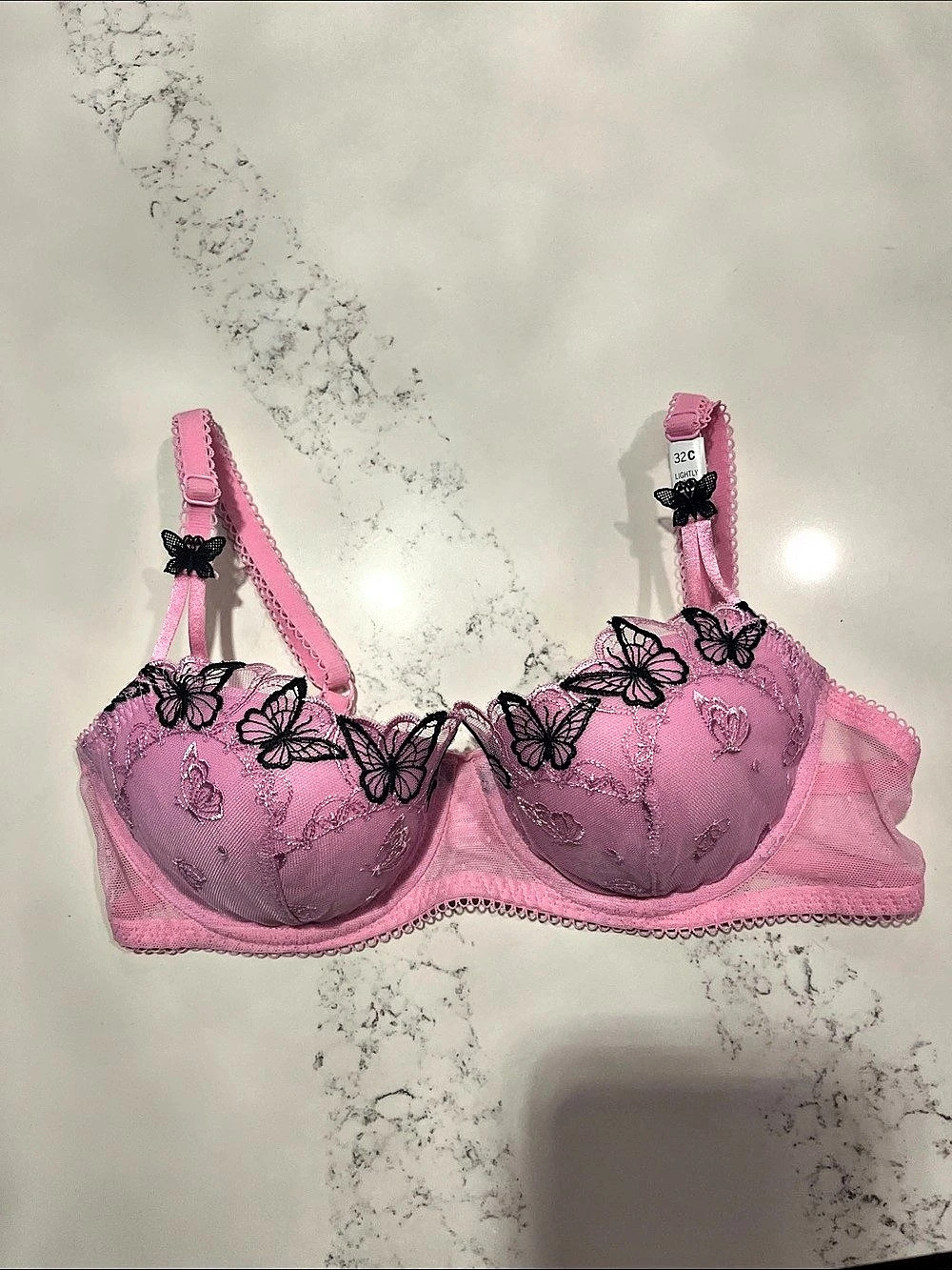 Victoria's Secret Lightly Lined Balconette Pink Floral Bra Size 32C NWT